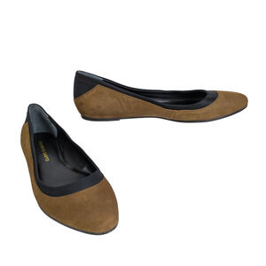 FRANCO SARTO Caterina Ballet Flats Brown Leather Black Trim Women's 8